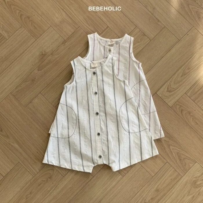 現貨 - S(3~6m) Babe - 線條背心連身衣 / 酒紅：圖片 2
