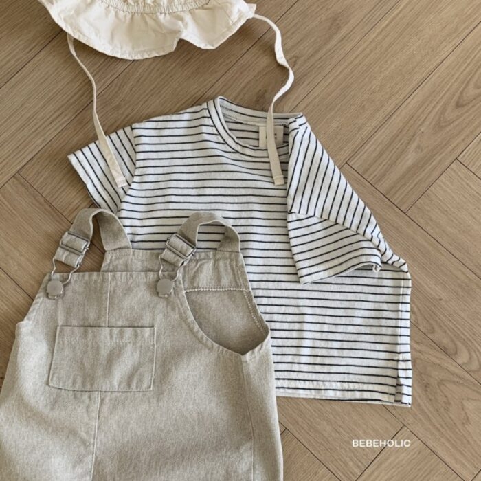 現貨 - S(3~6m) Babe - 百搭橫條上衣 / 黑色：圖片 5
