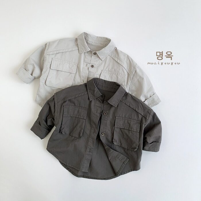 韓版80~130cm - 率性工裝襯衫 / 二色