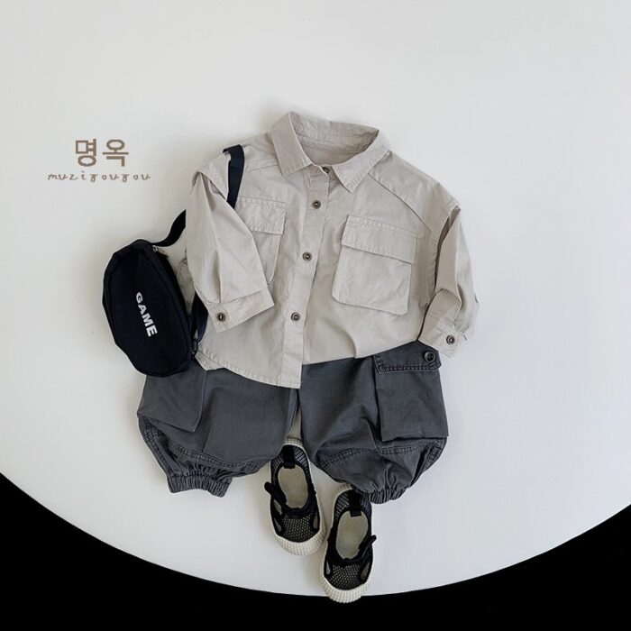 韓版80~130cm - 縮口工裝褲 / 二色：圖片 6