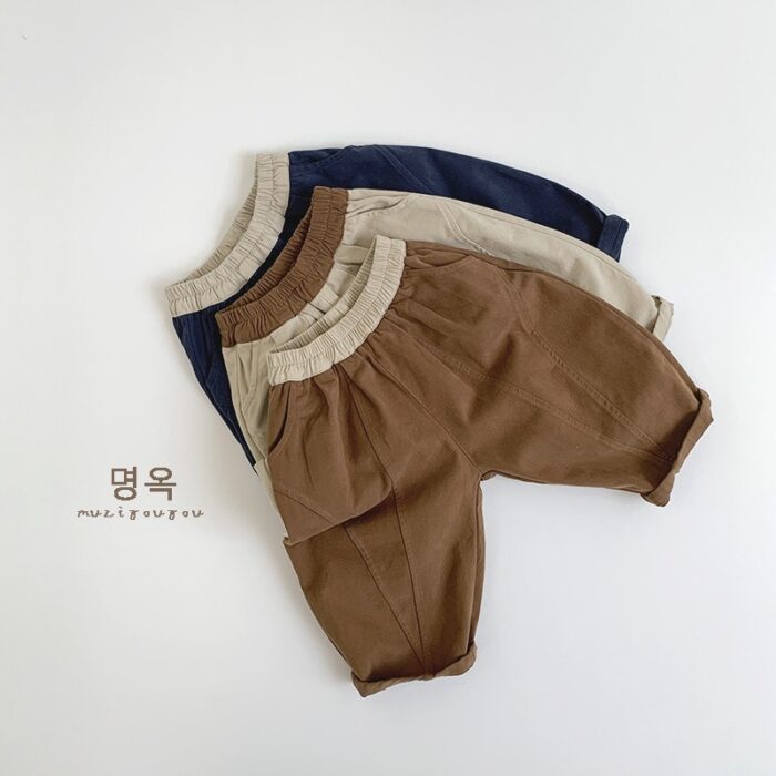 韓版80~130cm - 拚色百搭休閒褲 / 三色：圖片 2