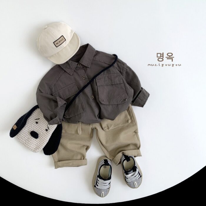 韓版80~130cm - 率性工裝襯衫 / 二色：圖片 4