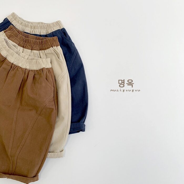 韓版80~130cm - 拚色百搭休閒褲 / 三色：圖片 5