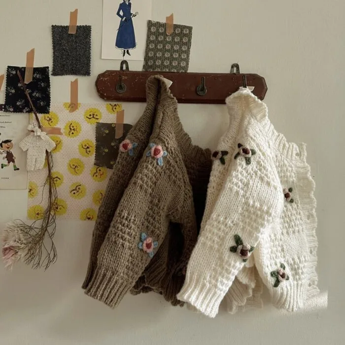 韓版66~90cm - 鉤花針織外套 / 二色