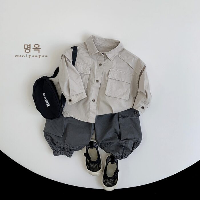 韓版80~130cm - 率性工裝襯衫 / 二色：圖片 5