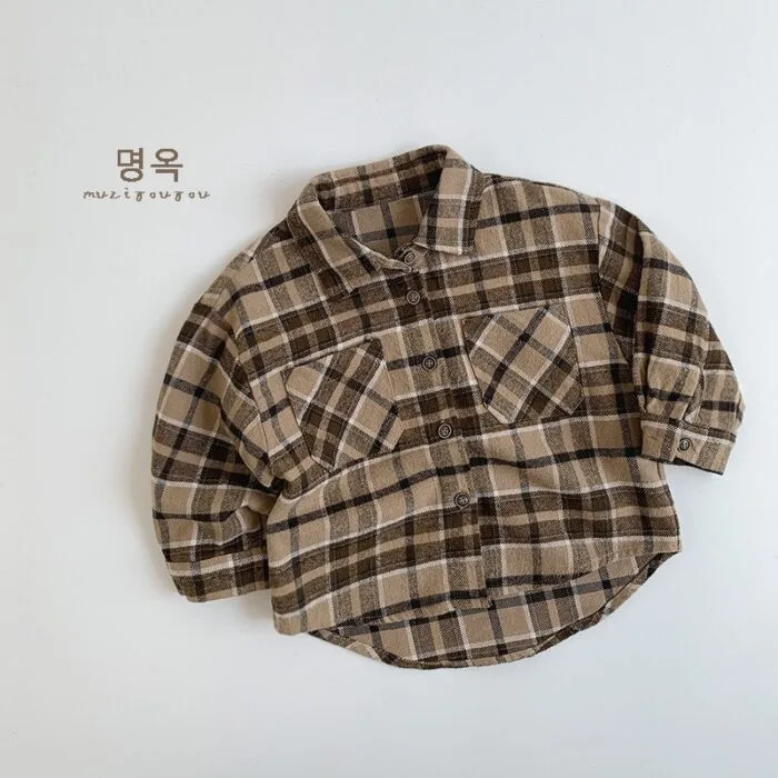 韓版80~130cm - 復古格紋襯衫