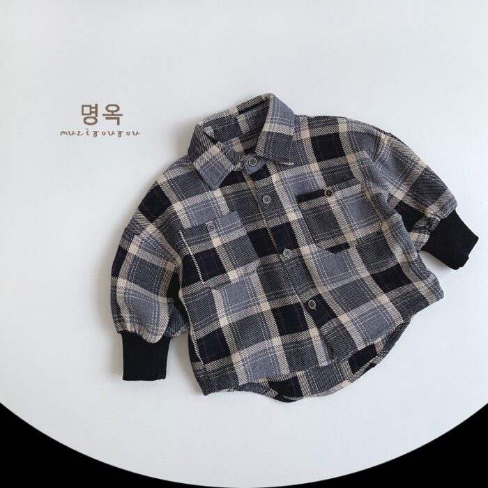 韓版80~130cm - 格紋襯衫：圖片 4