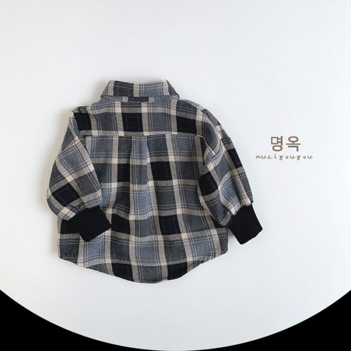 韓版80~130cm - 格紋襯衫：圖片 3