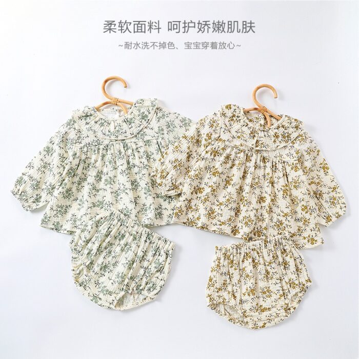 韓版 73~100 - 碎花套裝 (上衣+下褲) / 二色：圖片 3