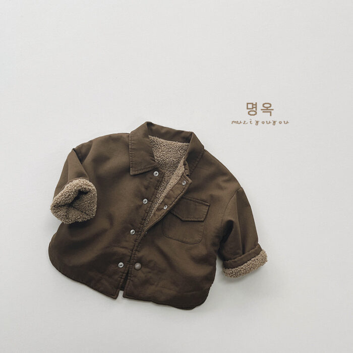 韓版80~130 - 加絨雙面穿襯衫也可當外套 / 二色：圖片 4