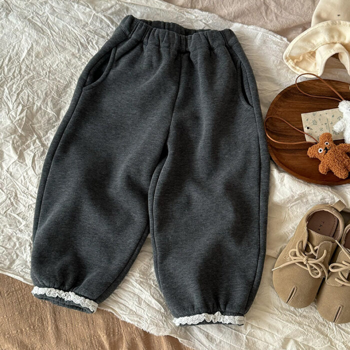 韓版90~140 - 加絨蕾絲棉褲