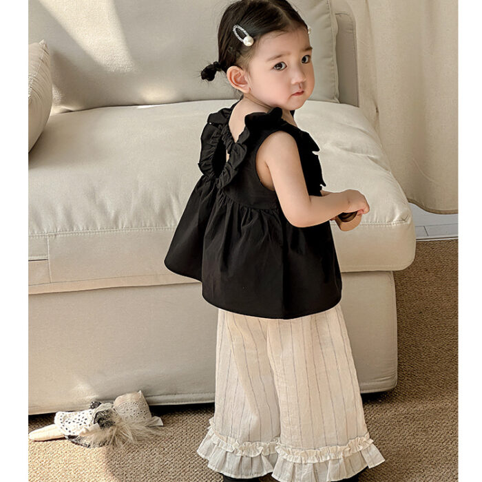 韓版夏季73~100cm - 荷葉背心套裝(上衣+下褲)