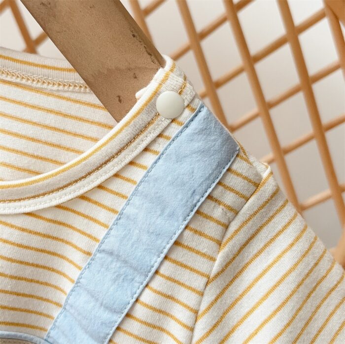 韓版夏季66~90cm - 熊熊彩虹假兩件包屁衣：圖片 2