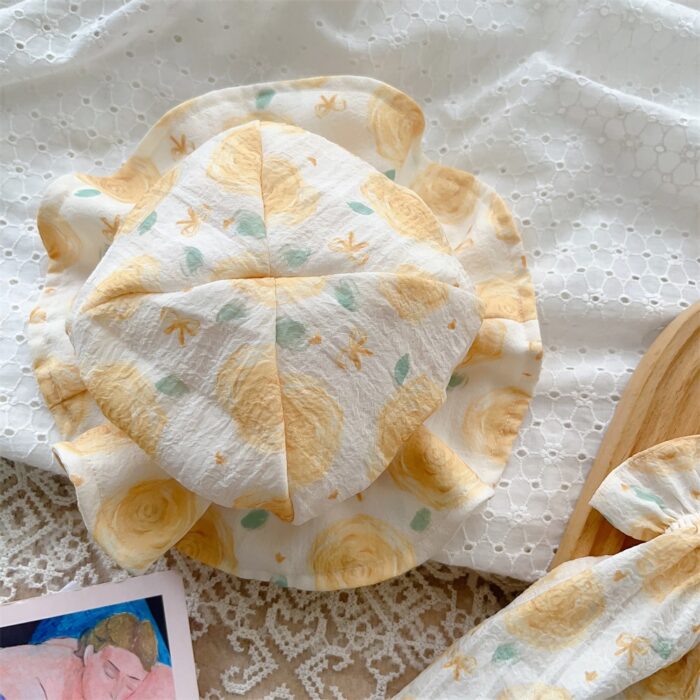 韓版夏季66~90cm - 花花肩帶荷葉包屁衣+帽子 / 二色：圖片 4