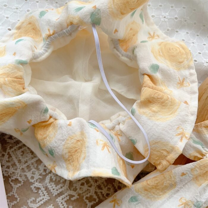 韓版夏季66~90cm - 花花肩帶荷葉包屁衣+帽子 / 二色：圖片 5