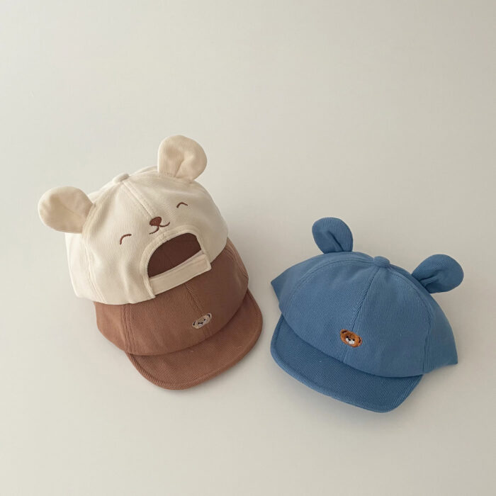 韓版夏季5m~2y - 刺繡熊熊耳帽 / 五色：圖片 2