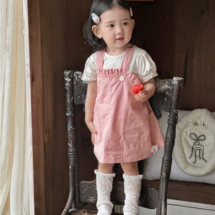 韓版夏季73~100cm - 粉色吊帶裙套裝