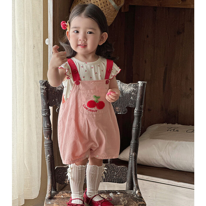 韓版夏季73~100cm - 櫻桃吊帶包屁褲套裝