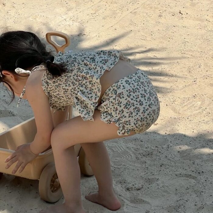 夏日泳裝75~130cm - 碎花兩件式泳裝：圖片 2