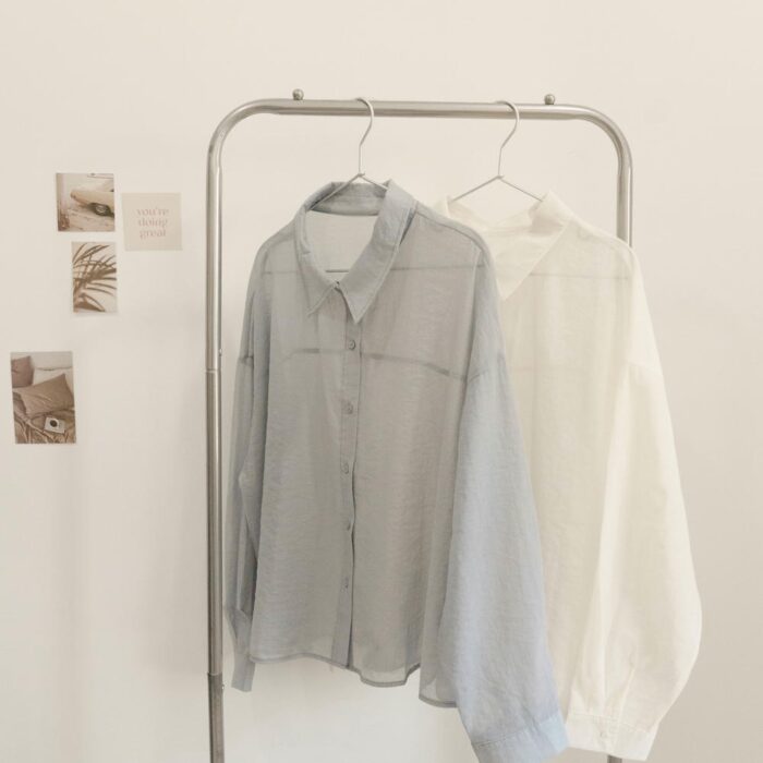 現貨韓版女裝 - 超美百搭透膚襯衫 / 二色