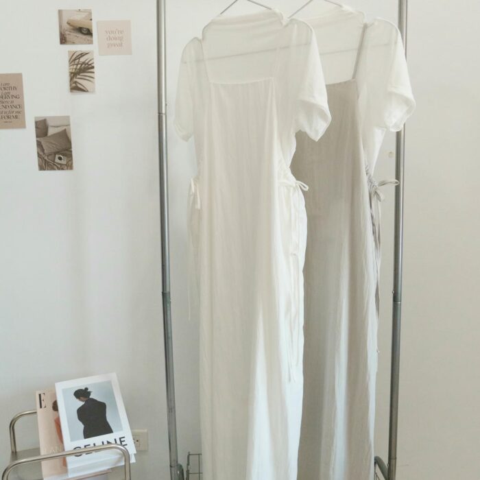 現貨韓版女裝 - 兩件式韓系側邊綁帶洋裝 / 二色