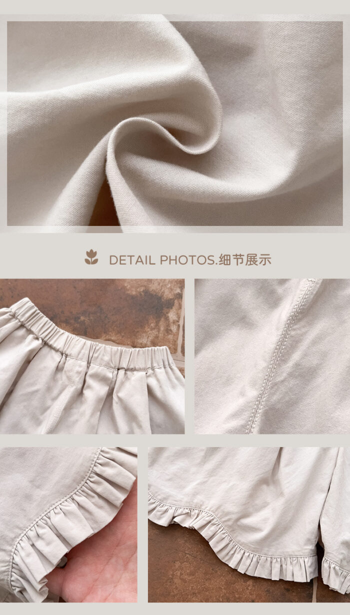 韓版夏季73~100cm - 森林系蕾絲上衣+荷葉褲套裝：圖片 6
