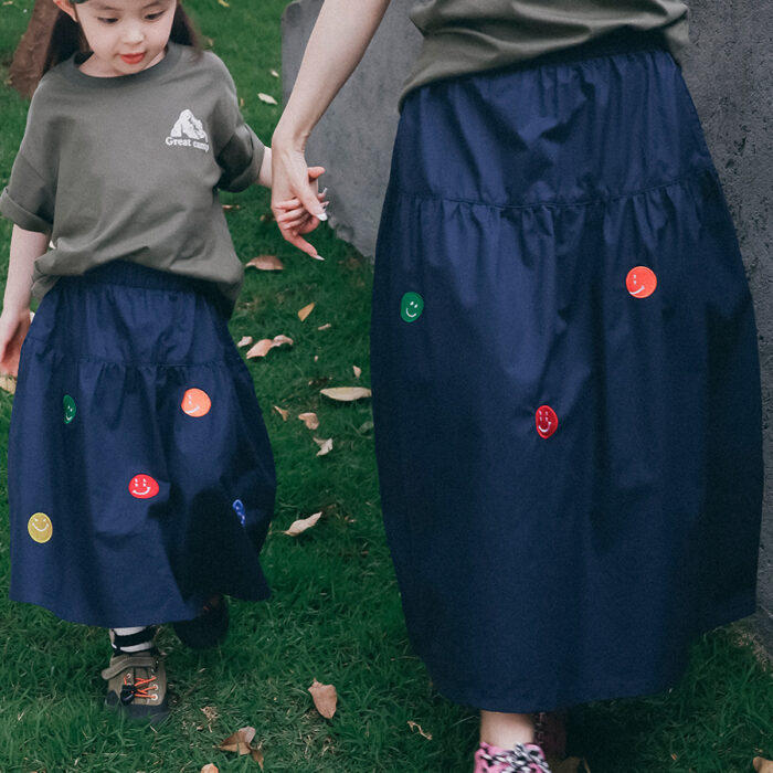 凹豆夏季親子100cm~L -笑臉長裙 / 二色