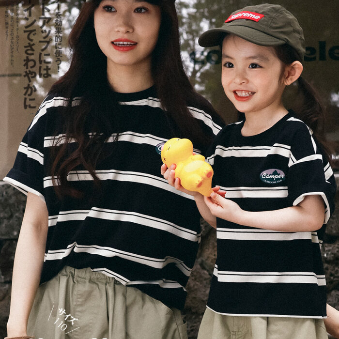 韓版夏季親子100cm~L - outdoor camper 橫條上衣