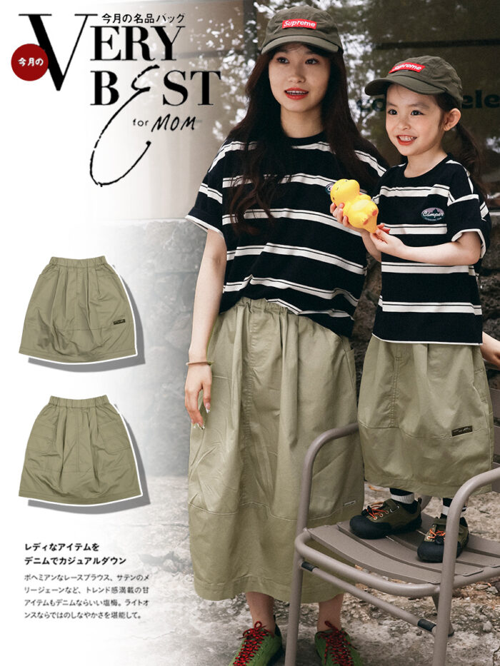 韓版夏季親子100cm~L - 日系工裝裙
