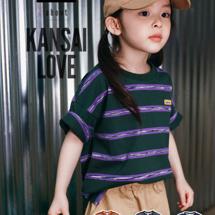 凹豆夏季100~150cm - 寬鬆橫條上衣 / 三色