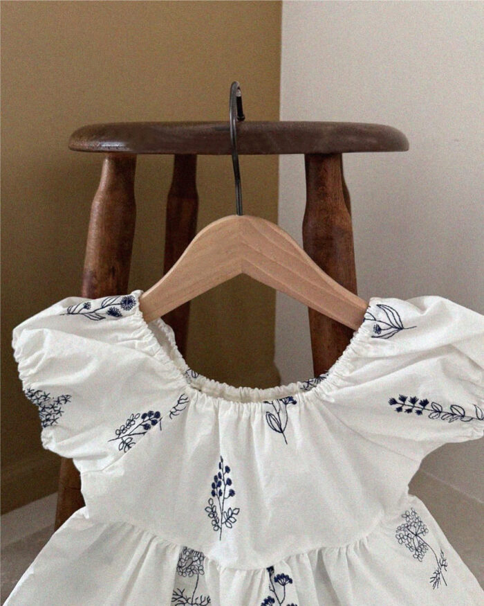 韓版夏季73~100cm - 刺繡泡泡袖洋裝 / 二色：圖片 4