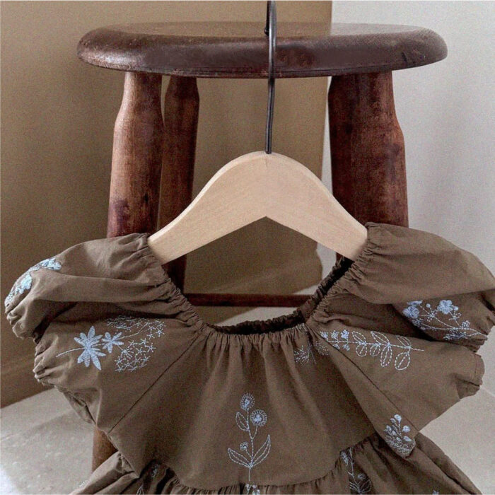 韓版夏季73~100cm - 刺繡泡泡袖洋裝 / 二色：圖片 3