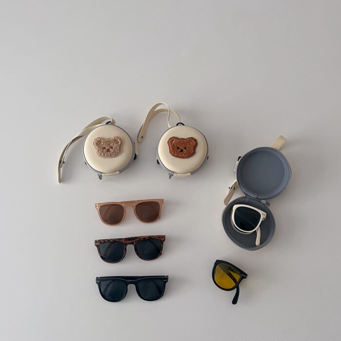 夏季配件 - 可折疊方形墨鏡+熊熊收納盒 / 六色