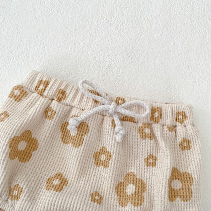 韓版夏季66~100cm - 可愛花花華夫格包屁套裝(包屁衣+下褲)：圖片 8