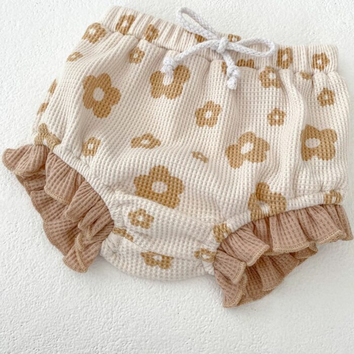 韓版夏季66~100cm - 可愛花花華夫格包屁套裝(包屁衣+下褲)：圖片 9