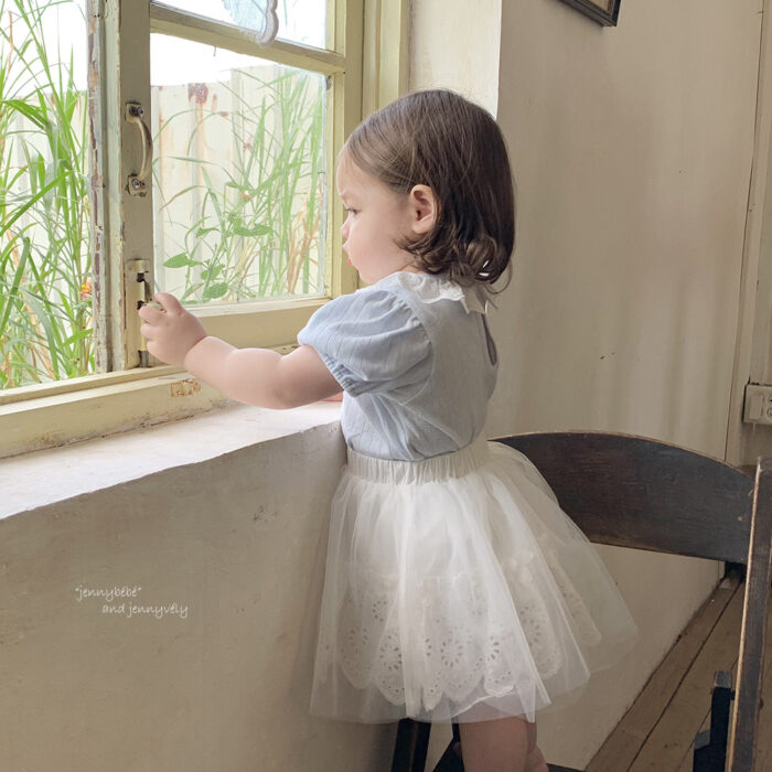 韓版夏季73~100cm - 蕾絲上衣+紗紗裙套裝