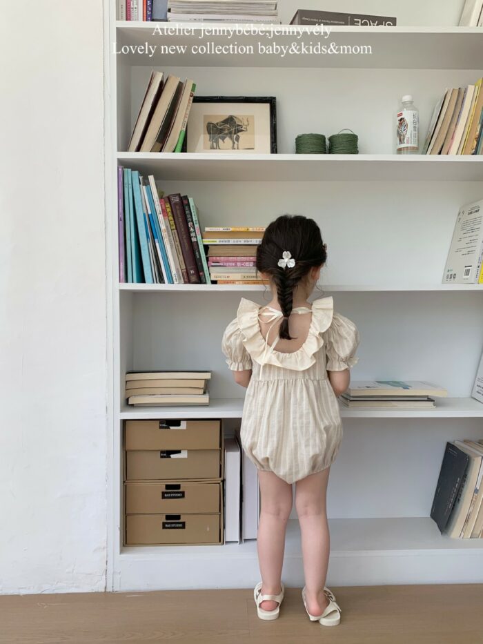 韓版夏季66~90cm - 線條荷葉包屁衣：圖片 4
