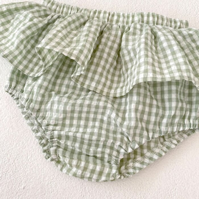 韓版夏季73~110cm - 碎花格紋套裝(上衣+下褲)：圖片 6