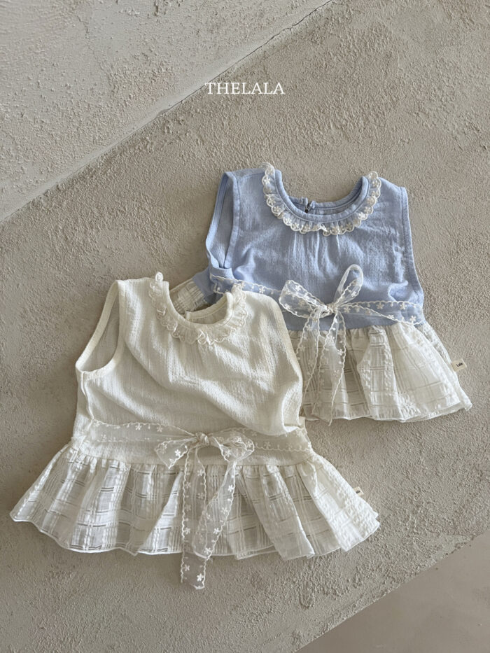 正韓夏季1~6Y - 蕾絲綁帶背心 / 二色：圖片 2