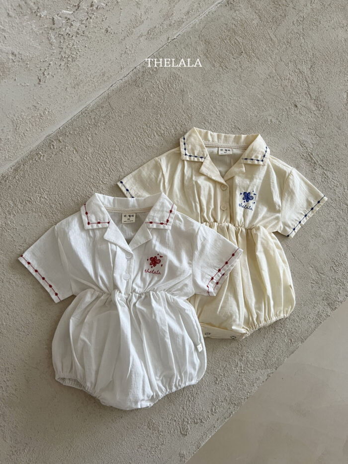 正韓夏季0~18m - 繡花襯衫包屁衣 / 二色：圖片 3