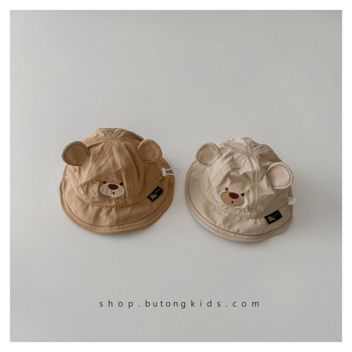韓版帽子46~49cm - 可愛熊熊防曬盆帽 / 三色：圖片 3
