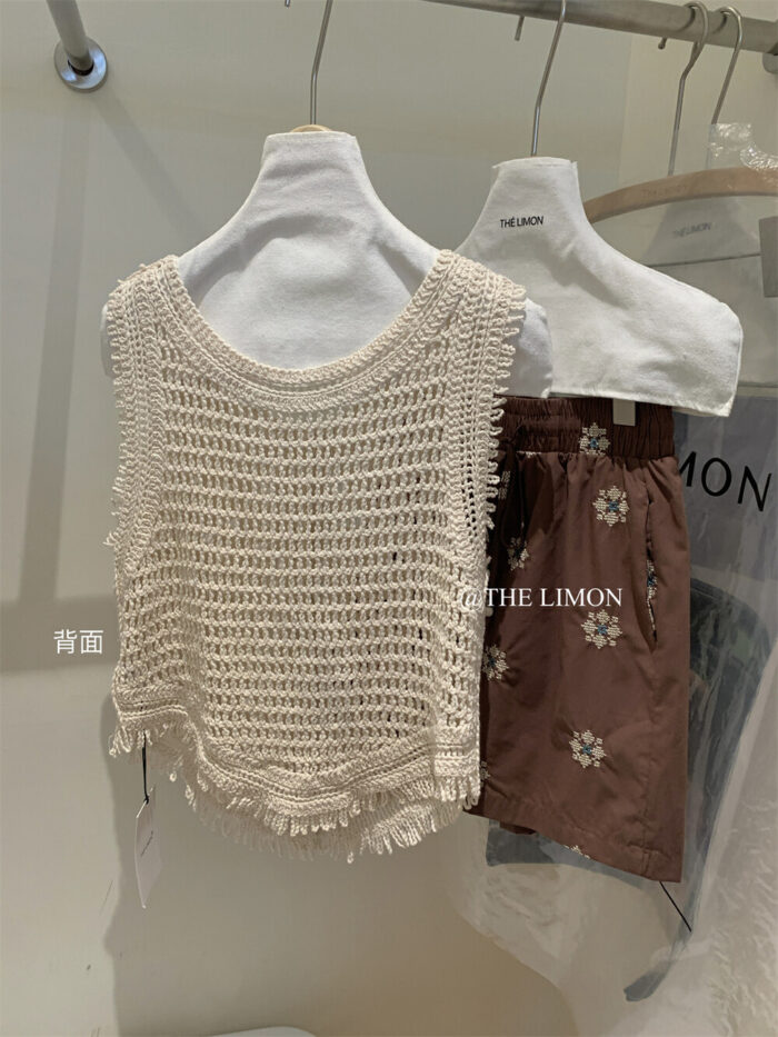 韓版女裝 - 復古蕾絲簍空鉤花背心罩衫：圖片 7