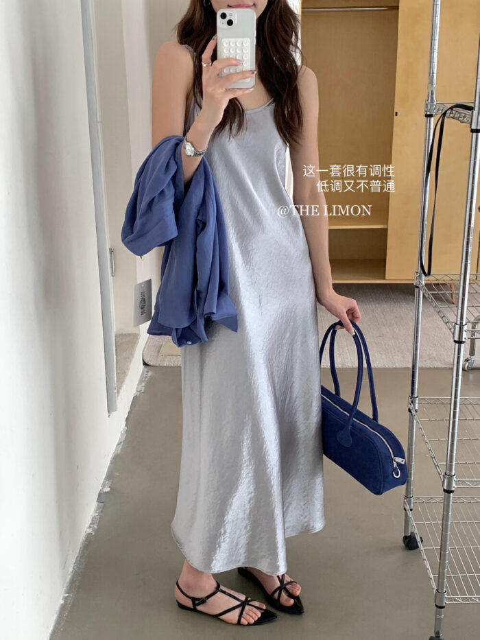 韓版女裝 - 超美垂感流光緞面顯洋裝 / 五色：圖片 2