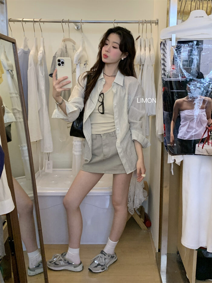 韓版女裝 - 法式條紋襯衫：圖片 6