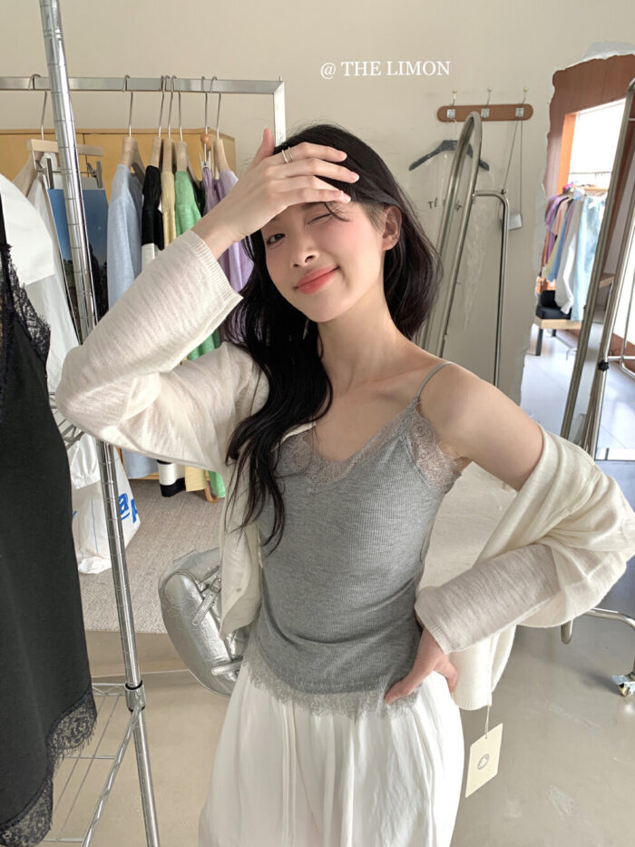 韓版女裝 - 蕾絲美背背心 / 三色：圖片 6