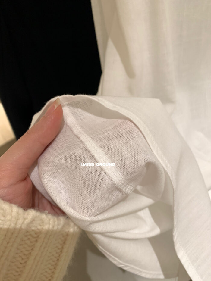 韓版女裝 - 溫柔氣質V領蕾絲寬鬆襯衫 / 三色：圖片 7