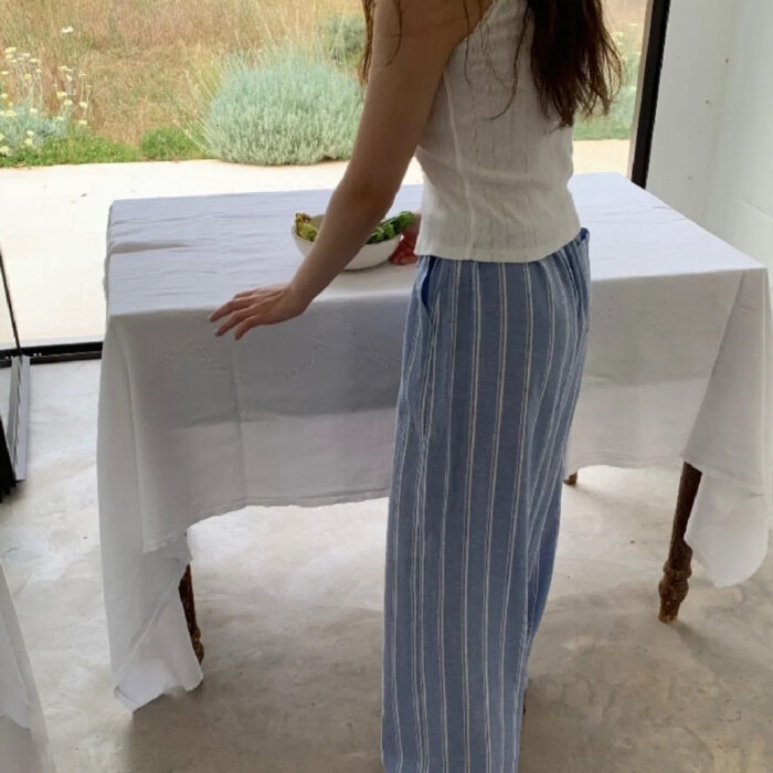 韓版女裝 - 渡假寬鬆直筒休閒長褲