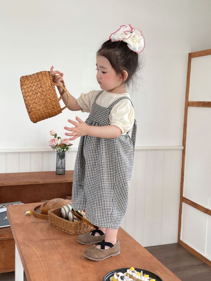 韓版夏季73~120cm - 格紋連身褲套裝(上衣+下褲)