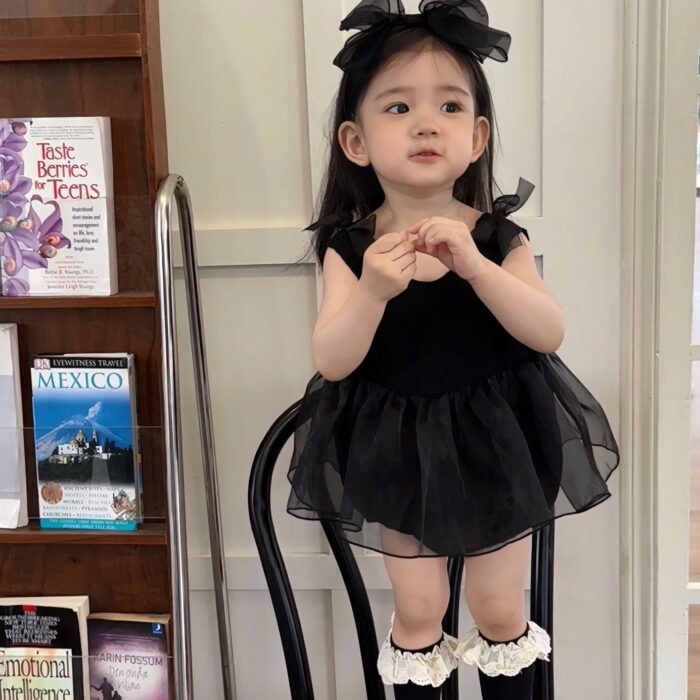 韓版夏季73~90cm - 黑色網紗公主包屁衣