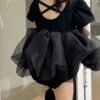韓版夏季73~90cm - 黑色短袖網紗包屁衣：圖片 4
